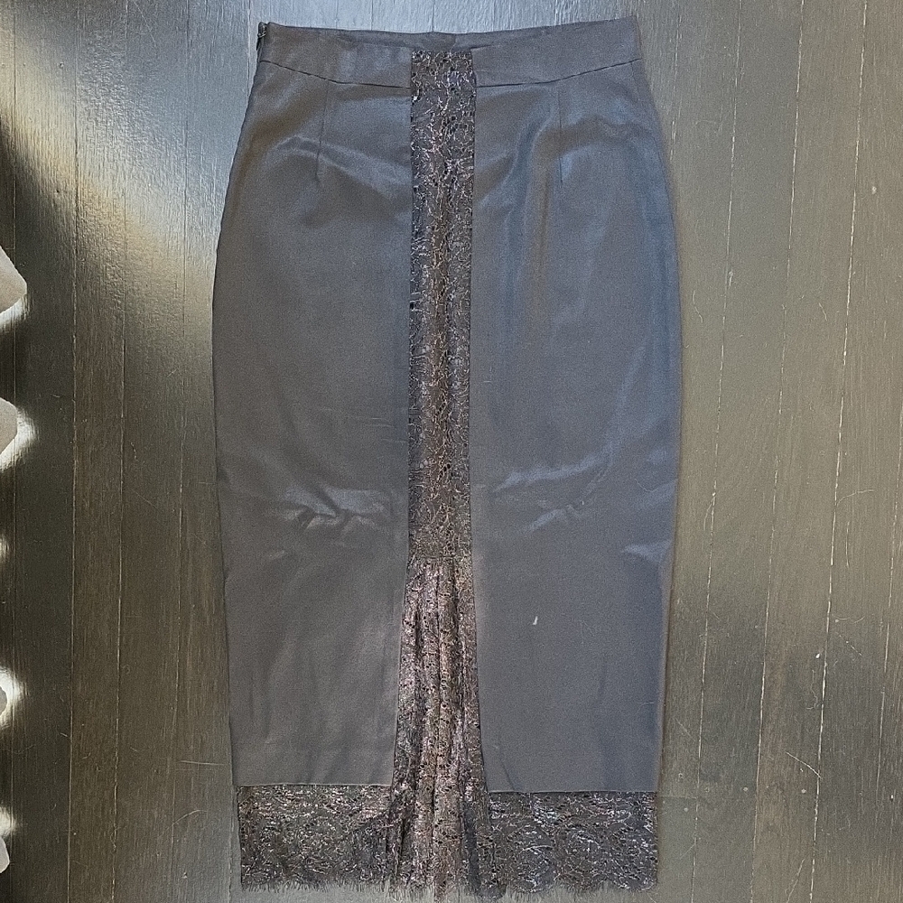 Thakoon Elegant Black Pencil Skirt with Lace Detail